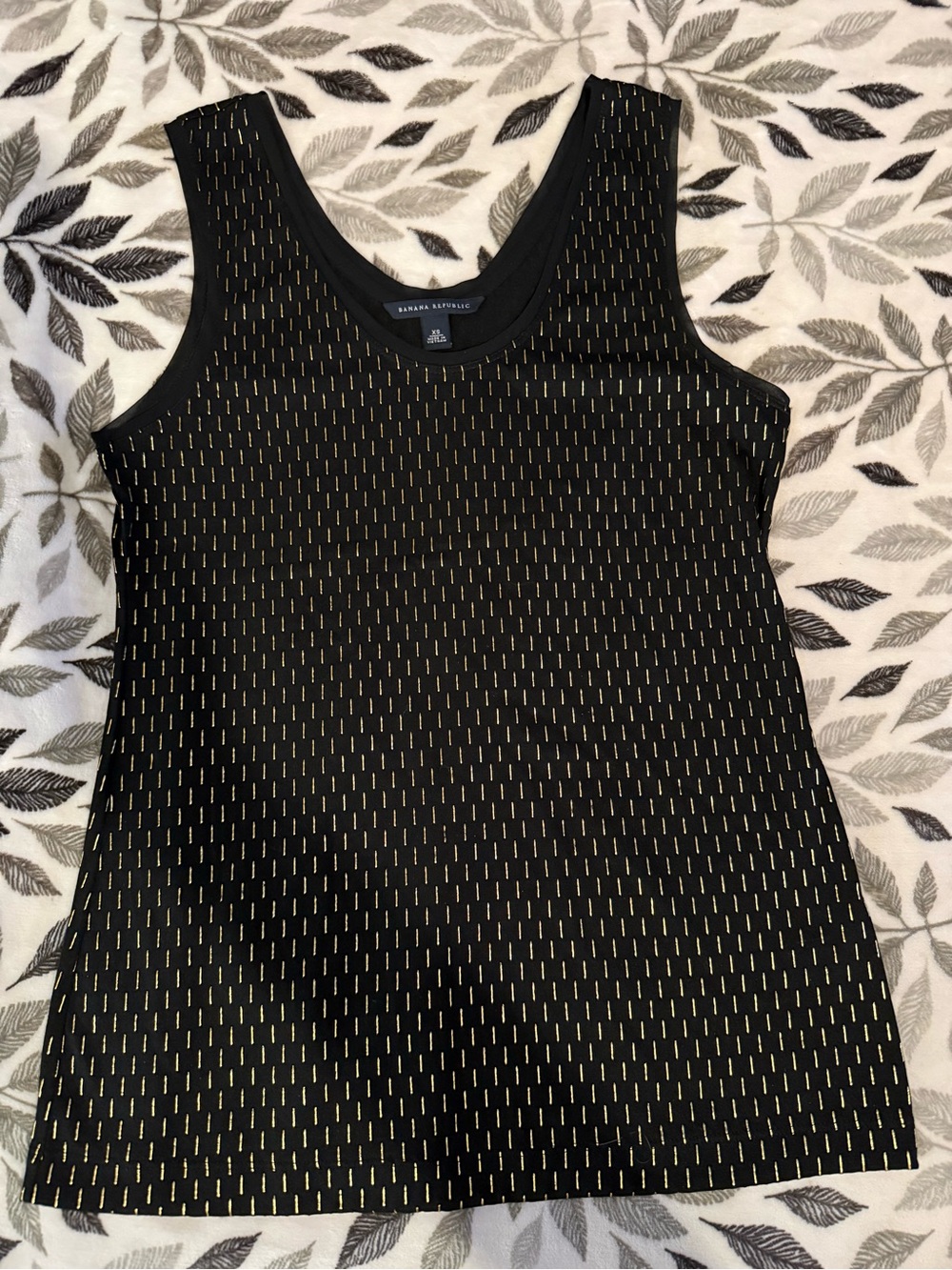 Banana Republic Black Tank with Gold Stitch Detail